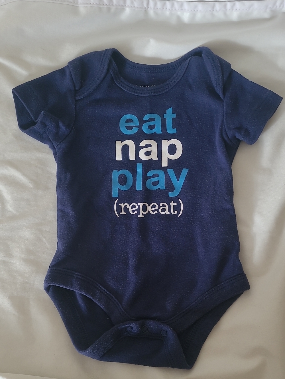 Faded Glory Navy Blue 'eat nap play (repeat)' One-Piece Bodysuit